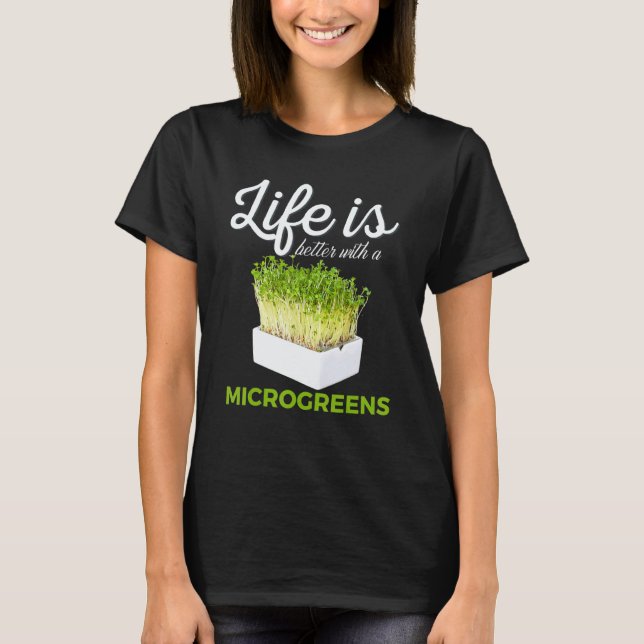 Camiseta A Vida É Melhor Com Microgreens Vegan Sprout Tee (Frente)