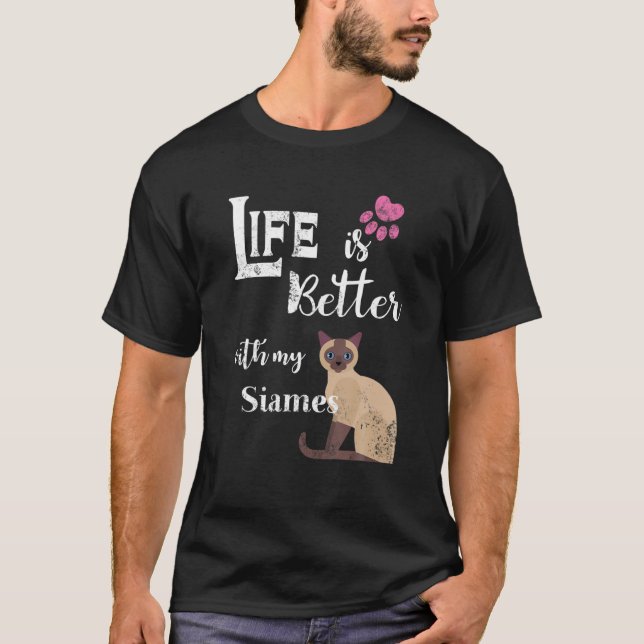 Camiseta A Vida É Melhor Com Minha Terra Oriental Siamesa (Frente)