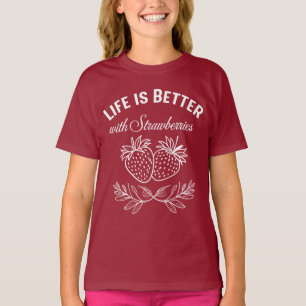 Camiseta A Vida É Melhor Com Morangos