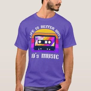 Camiseta A vida é melhor com música dos anos 80 Vibração re