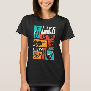 Camiseta A Vida É Melhor Com Música Retrorna Homens Mulhere