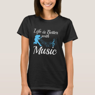 Camiseta A Vida É Melhor Com Notas De Música