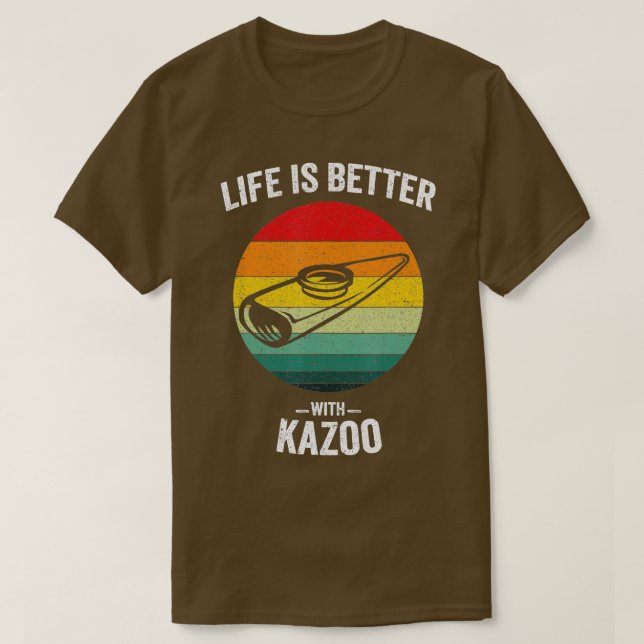 Camiseta A vida é melhor com o instrumento musical Kazoo Vi (Frente do Design)