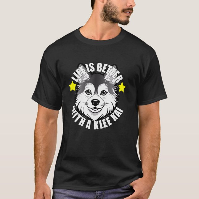 Camiseta A vida é melhor com o Klee Kai Cute Puppy (Frente)