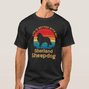 Camiseta A Vida É Melhor Com O Meu Pêssego Do Shetland Shee