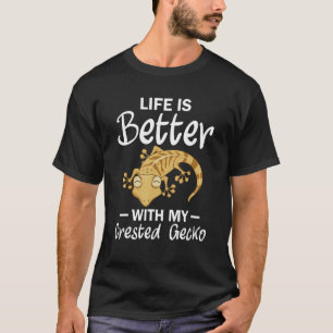 Camiseta A Vida É Melhor Com O Meu Rótulo De Gecko Prendido