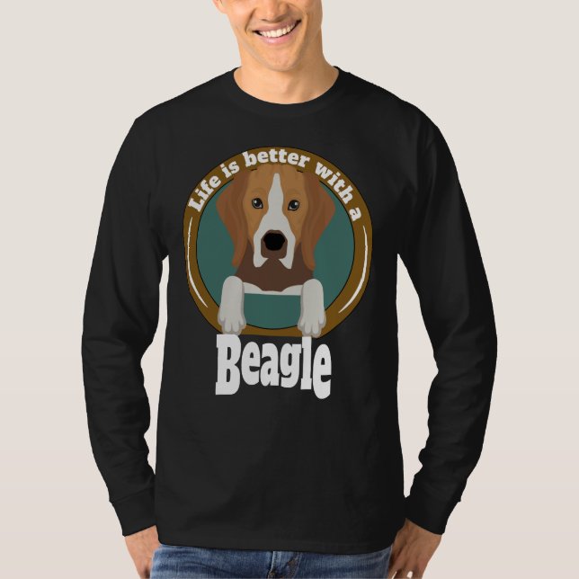 Camiseta A Vida É Melhor Com Os Proprietários De Beagle Bea (Frente)