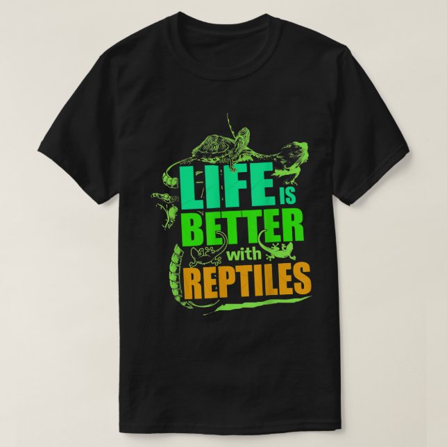 Camiseta A Vida É Melhor Com Os Répteis Leopardo Gecko  (Frente do Design)