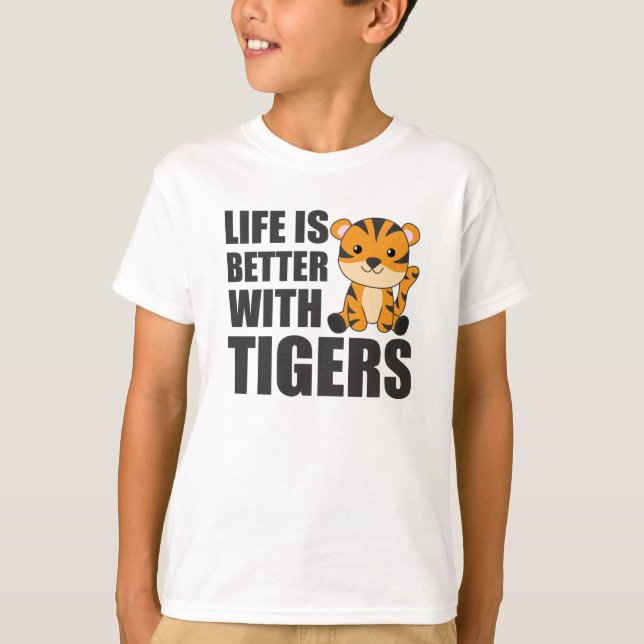 Camiseta A Vida É Melhor Com Os Tigres - Animais De Zoo Doc (Frente)