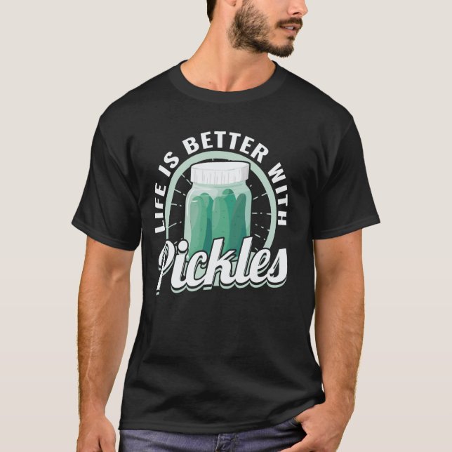 Camiseta A vida é melhor com Pickles adorável mercearia veg (Frente)