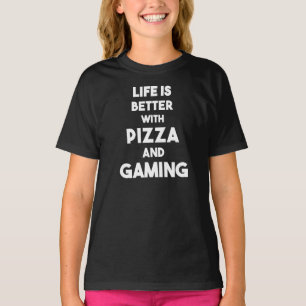 Camiseta A Vida É Melhor Com Pizza E Jogos