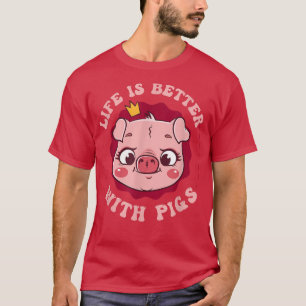 Camiseta A Vida É Melhor Com Suínos Domesticados