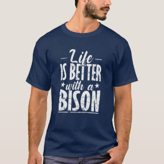 Camiseta A vida é melhor com um amigo Bison Animal