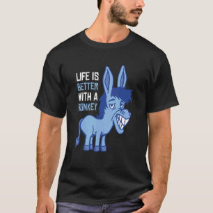 Camiseta A Vida É Melhor Com Um Burro Burro Mini Cavalo
