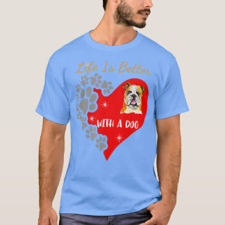 Camiseta A Vida É Melhor Com Um Cachorro Inglês Design