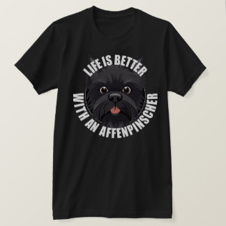 Camiseta A Vida É Melhor Com Um Cão-De-Cãozinho Affenpinsch