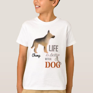 Camiseta "A vida é melhor com um cão", German shepherd Boy