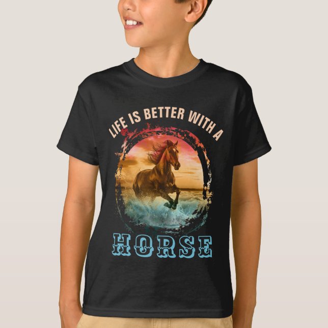 CAMISETA A VIDA É MELHOR COM UM CAVALO (Frente)