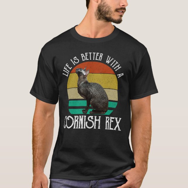 Camiseta A Vida É Melhor Com Um Cornish Rex (Frente)