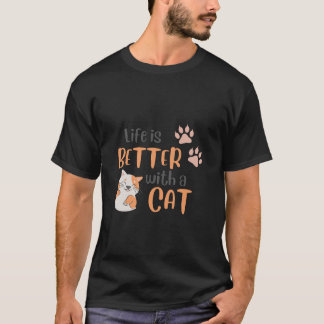Camiseta A vida é melhor com um gato