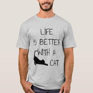 Camiseta A Vida É Melhor Com Um Gato - Amantes De Gato