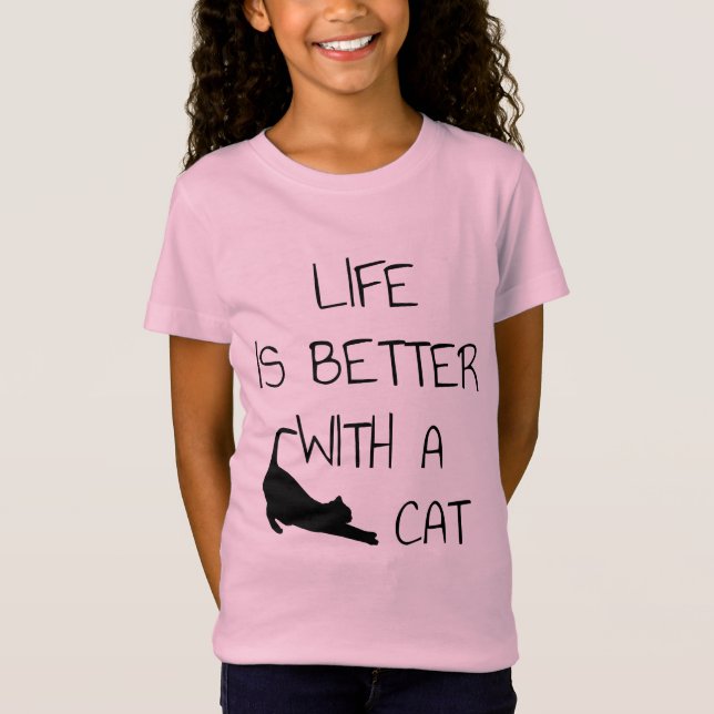 Camiseta A Vida É Melhor Com Um Gato - Amantes De Gato (Frente)