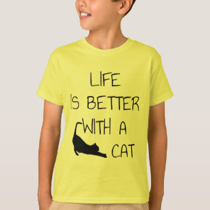 Camiseta A Vida É Melhor Com Um Gato - Amantes de Gatos 