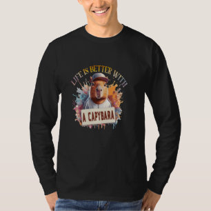 Camiseta a vida é melhor com uma capybara - uma capa de roe