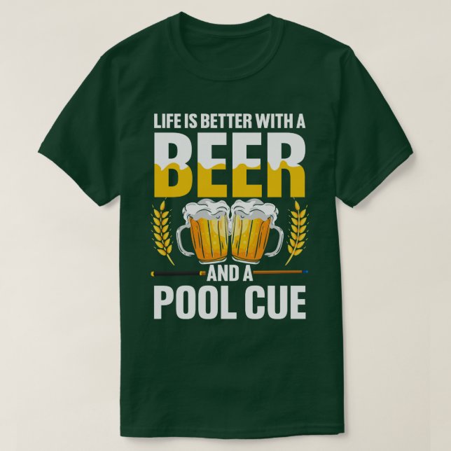 Camiseta A vida é melhor com uma cerveja e uma Piscina (Frente do Design)