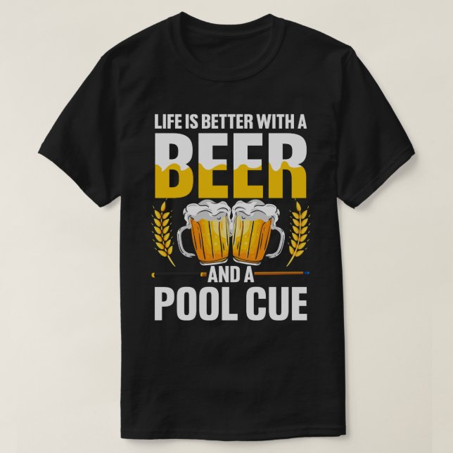 Camiseta A vida é melhor com uma cerveja e uma Piscina (Frente do Design)