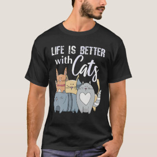 Camiseta A Vida É Melhor Com Uma Garota De Gato Pet Lover E