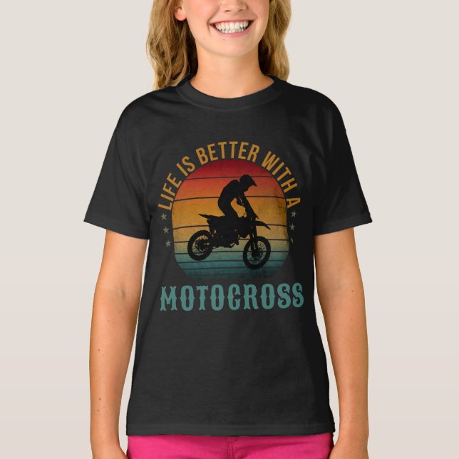 Camiseta A VIDA É MELHOR COM UMA T-Shirt MOTOCROSS (Frente)