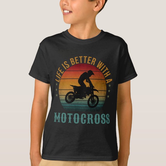 Camiseta A VIDA É MELHOR COM UMA T-Shirt MOTOCROSS (Frente)