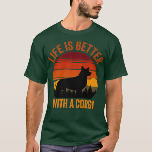 Camiseta A Vida É Melhor Com Uma Vintagem De Corgi Em Desgr