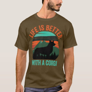 Camiseta A Vida É Melhor Com Uma Vintagem De Corgi Em Difus