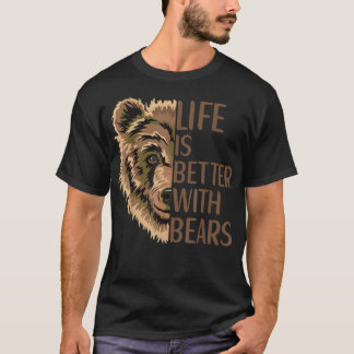 Camiseta A Vida É Melhor Com Ursos Roupa Grizzly Wil