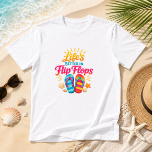 Camiseta A Vida é Melhor de Chinelos Humor de Verão