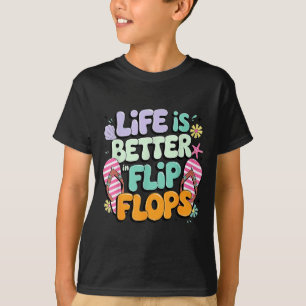 Camiseta A Vida É Melhor De Chinelos Retrô Verão Praia