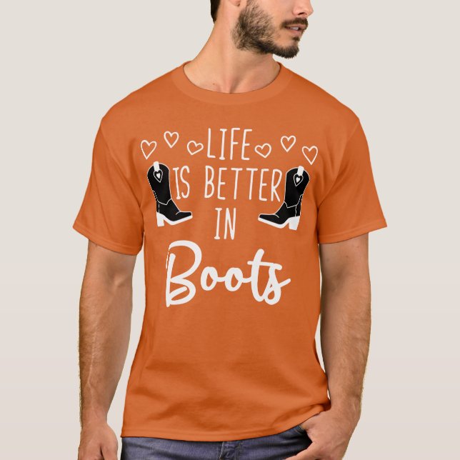 Camiseta A Vida É Melhor Em Boother Estilo Ocidental Frita  (Frente)