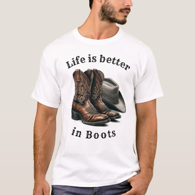 Camiseta A vida é melhor em Boots (Frente)