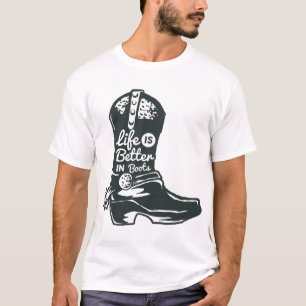 Camiseta A vida é melhor em boots Men's T-Shirt