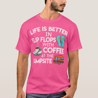 Camiseta A Vida É Melhor Em Chinelos Com Café No Ca