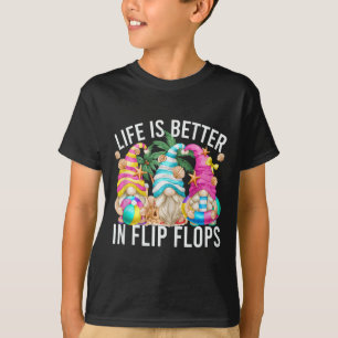 Camiseta A Vida É Melhor Em Chinelos Para As Raparigas De P