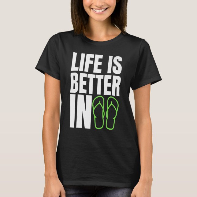 Camiseta A Vida É Melhor Em Chinelos, Summer Beach Garment (Frente)