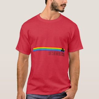 Camiseta A vida é melhor em uma menina de listras de arco-í