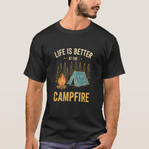 Camiseta A vida é melhor na barraca de camping em torno da