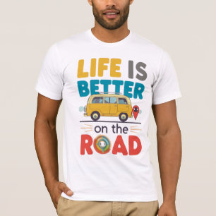 Camiseta A Vida é Melhor na Estrada   Citação de Viagem de 