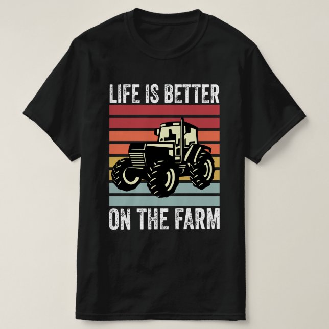 Camiseta A Vida É Melhor Na Fazenda - Amantes Da Agricultur (Frente do Design)