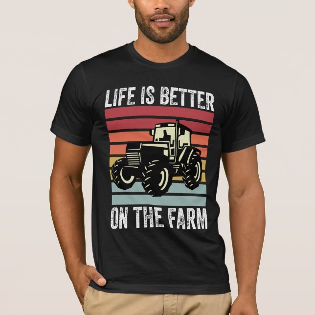 Camiseta A Vida É Melhor Na Fazenda - Amantes Da Agricultur (Frente)