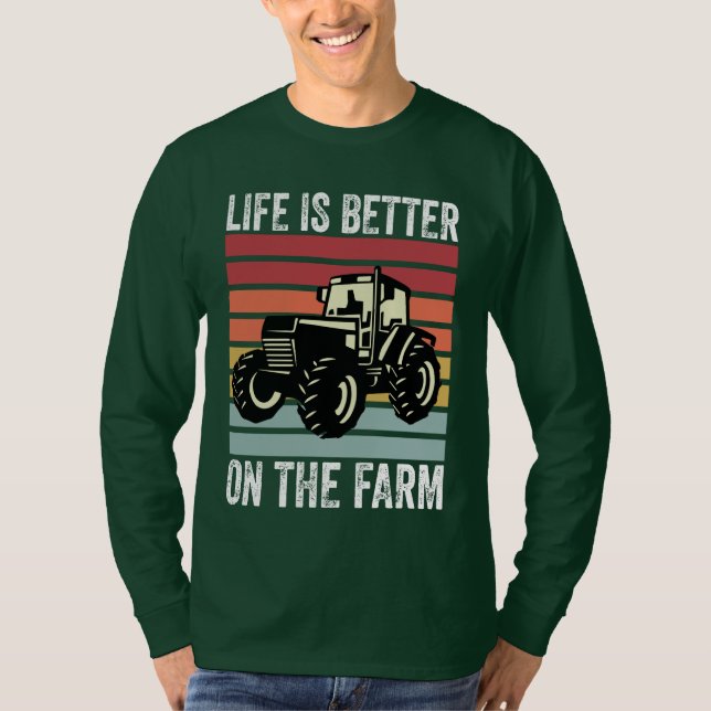 Camiseta A Vida É Melhor Na Fazenda - Amantes Da Agricultur (Frente)